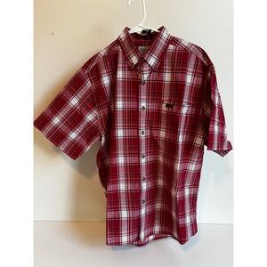 Carhartt Mens Red Plaid Button Down‎ Short Sleeve Shirt Casual Workwear